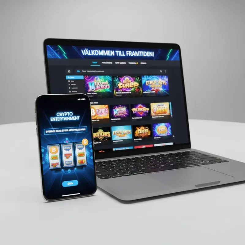 Crypto Casino Sverige 2026: Bästa Kryptocasinon för Säkert Spelande vist på smartphone og computer