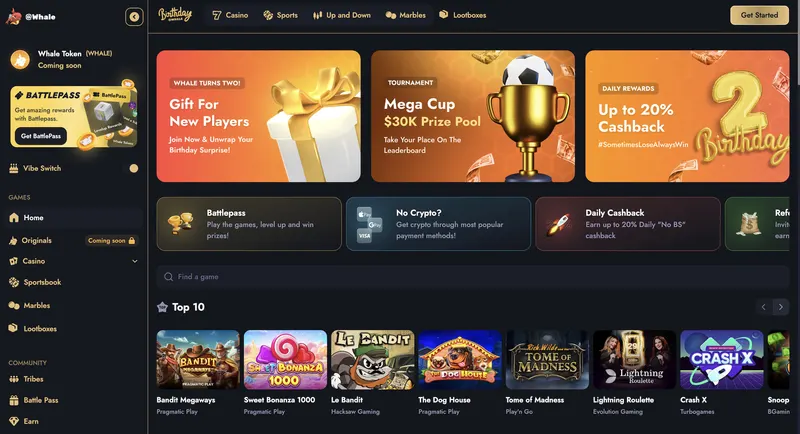 Whale.io anmeldelse: Er det et pålideligt kryptocasino?