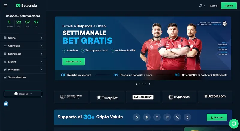 Betpanda front page Italy