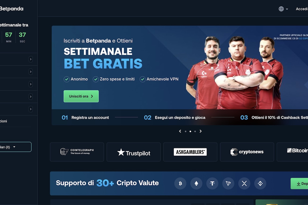 Betpanda front page Italy